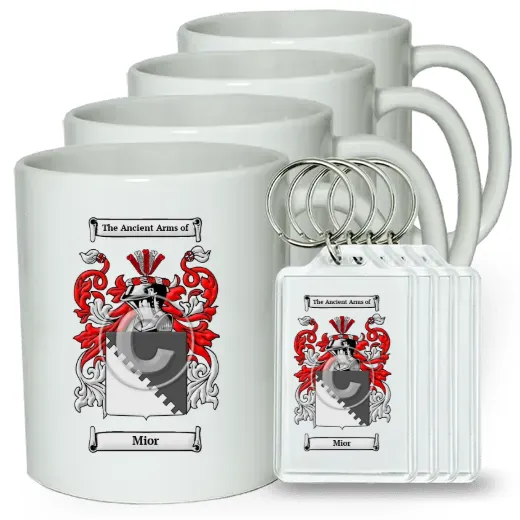 Mior Set of 4 Coffee Mugs and Keychains