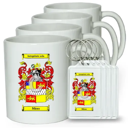 Miras Set of 4 Coffee Mugs and Keychains