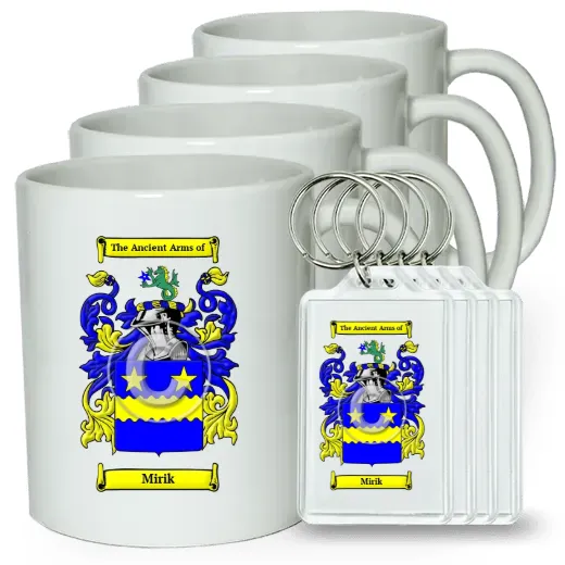 Mirik Set of 4 Coffee Mugs and Keychains