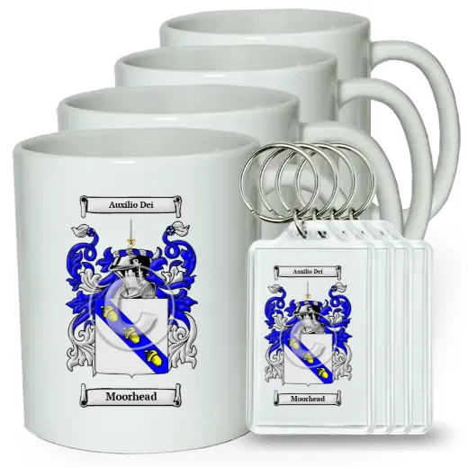 Moorhead Set of 4 Coffee Mugs and Keychains