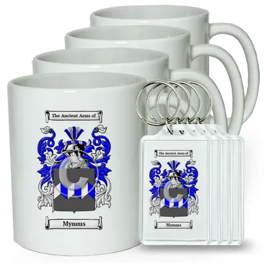 Mymms Set of 4 Coffee Mugs and Keychains