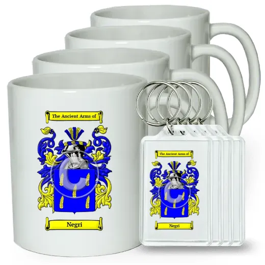 Negri Set of 4 Coffee Mugs and Keychains
