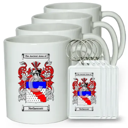 Nethercott Set of 4 Coffee Mugs and Keychains