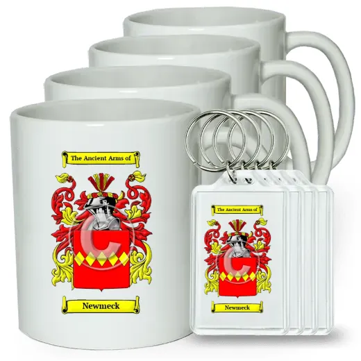 Newmeck Set of 4 Coffee Mugs and Keychains