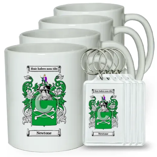 Newtone Set of 4 Coffee Mugs and Keychains