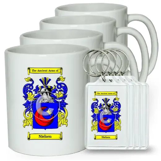 Nielsen Set of 4 Coffee Mugs and Keychains