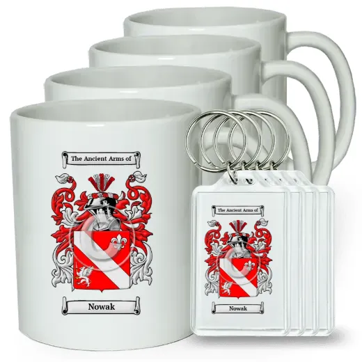 Nowak Set of 4 Coffee Mugs and Keychains