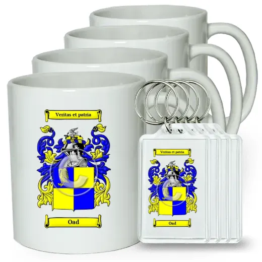 Oad Set of 4 Coffee Mugs and Keychains