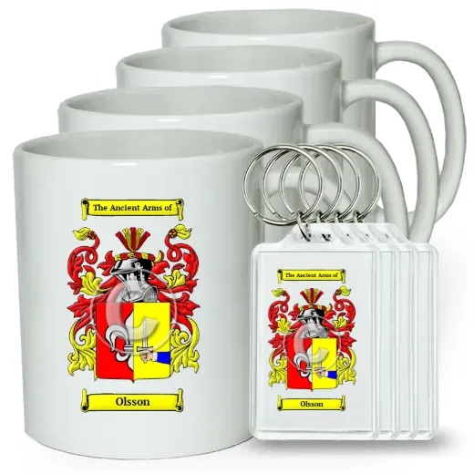Olsson Set of 4 Coffee Mugs and Keychains