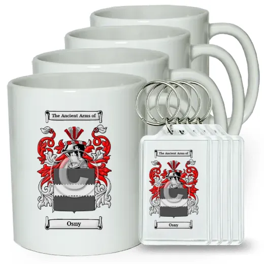 Osny Set of 4 Coffee Mugs and Keychains