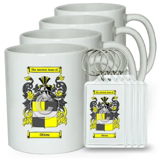 Otten Set of 4 Coffee Mugs and Keychains