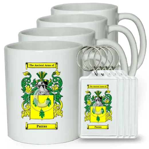 Parras Set of 4 Coffee Mugs and Keychains