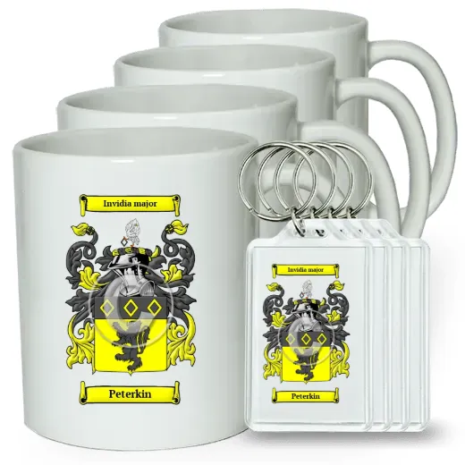 Peterkin Set of 4 Coffee Mugs and Keychains