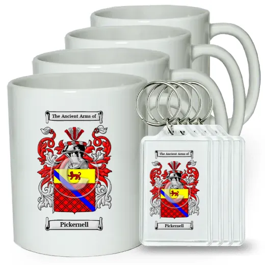 Pickernell Set of 4 Coffee Mugs and Keychains
