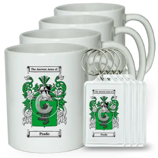 Prado Set of 4 Coffee Mugs and Keychains