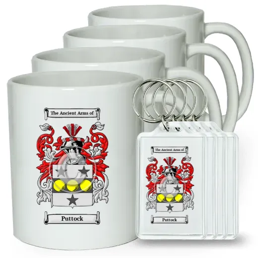 Puttock Set of 4 Coffee Mugs and Keychains