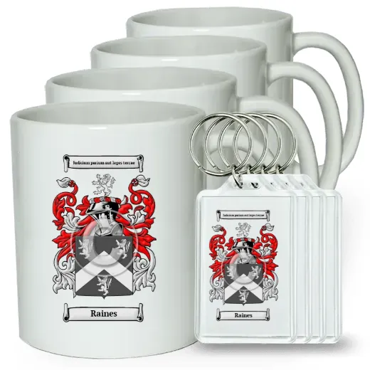 Raines Set of 4 Coffee Mugs and Keychains