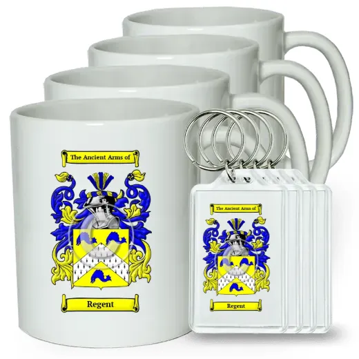 Regent Set of 4 Coffee Mugs and Keychains