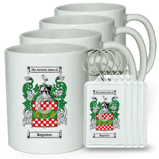Regester Set of 4 Coffee Mugs and Keychains