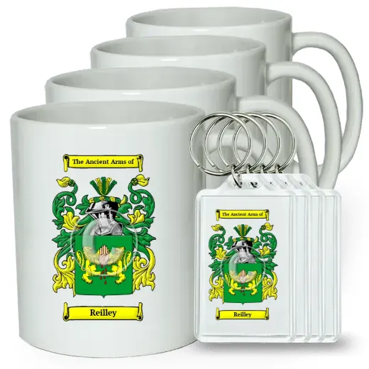 Reilley Set of 4 Coffee Mugs and Keychains