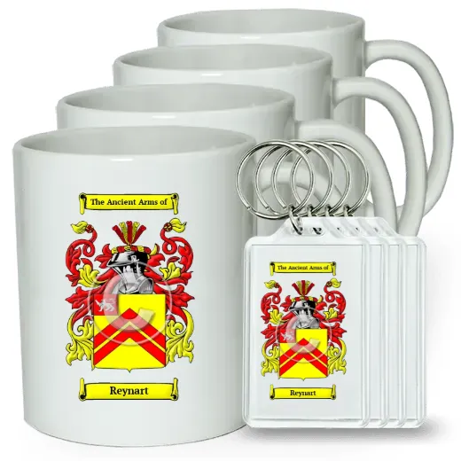 Reynart Set of 4 Coffee Mugs and Keychains