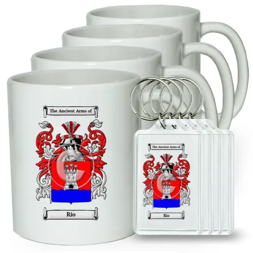 Rio Set of 4 Coffee Mugs and Keychains