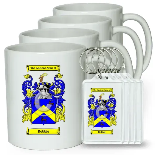 Robbie Set of 4 Coffee Mugs and Keychains