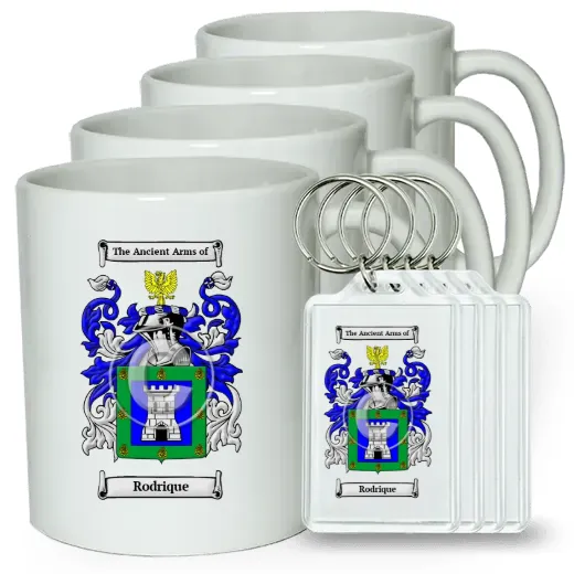 Rodrique Set of 4 Coffee Mugs and Keychains