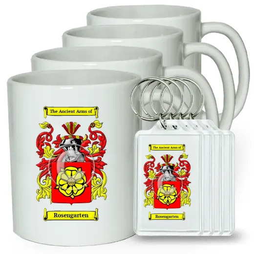 Rosengarten Set of 4 Coffee Mugs and Keychains