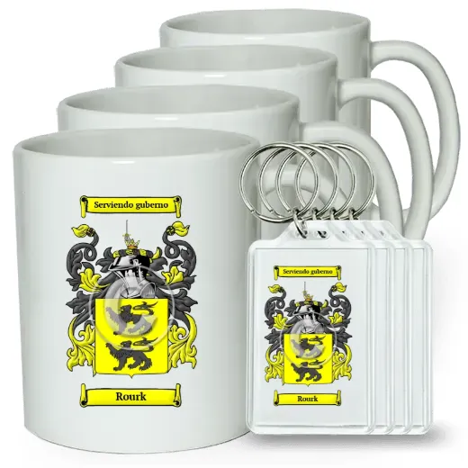 Rourk Set of 4 Coffee Mugs and Keychains