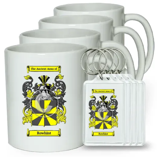 Rowhint Set of 4 Coffee Mugs and Keychains