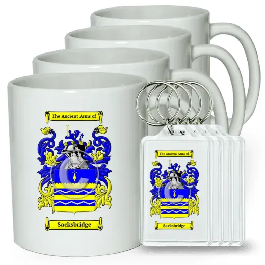 Sacksbridge Set of 4 Coffee Mugs and Keychains