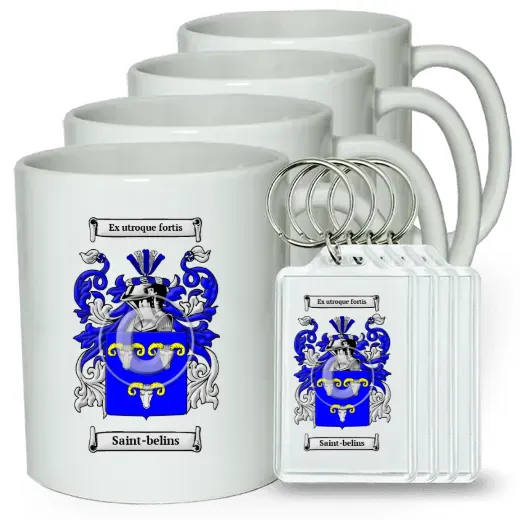 Saint-belins Set of 4 Coffee Mugs and Keychains