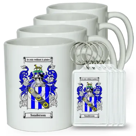 Sanderson Set of 4 Coffee Mugs and Keychains