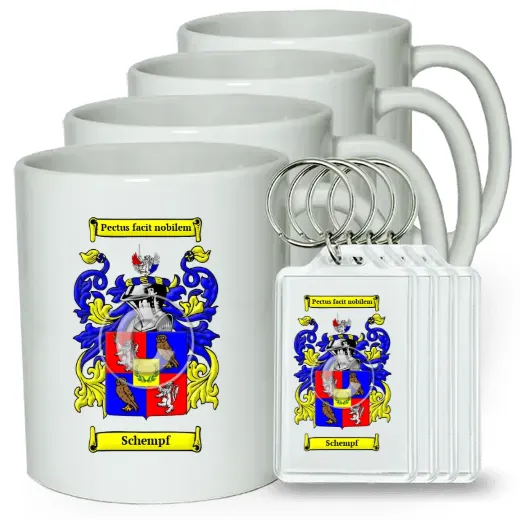 Schempf Set of 4 Coffee Mugs and Keychains