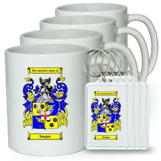 Seeger Set of 4 Coffee Mugs and Keychains