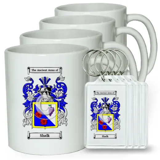 Shalk Set of 4 Coffee Mugs and Keychains