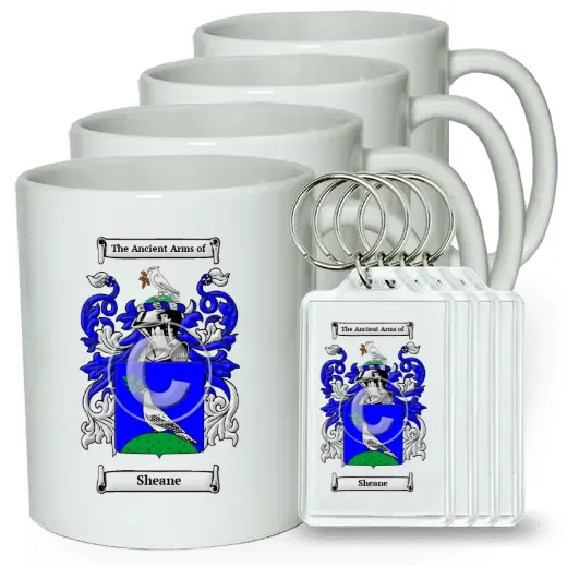 Sheane Set of 4 Coffee Mugs and Keychains