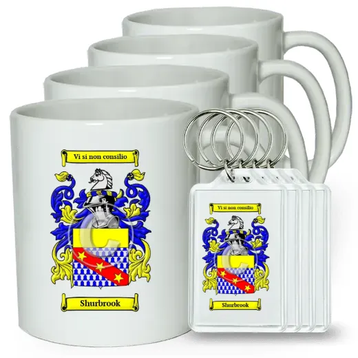 Shurbrook Set of 4 Coffee Mugs and Keychains