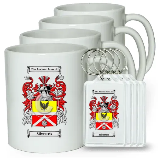 Silvestris Set of 4 Coffee Mugs and Keychains