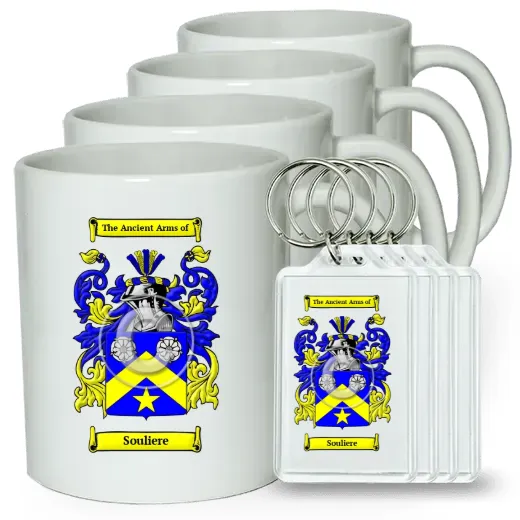 Souliere Set of 4 Coffee Mugs and Keychains