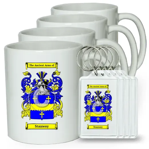 Stanway Set of 4 Coffee Mugs and Keychains
