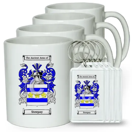 Steepay Set of 4 Coffee Mugs and Keychains