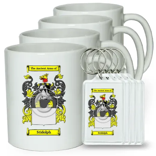 Stidolph Set of 4 Coffee Mugs and Keychains