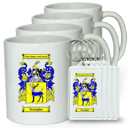 Straughn Set of 4 Coffee Mugs and Keychains