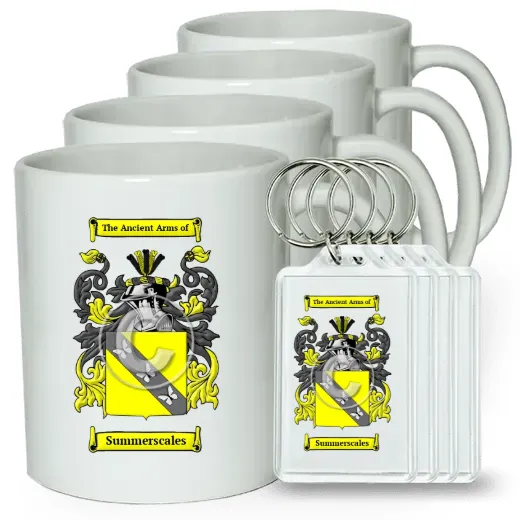 Summerscales Set of 4 Coffee Mugs and Keychains