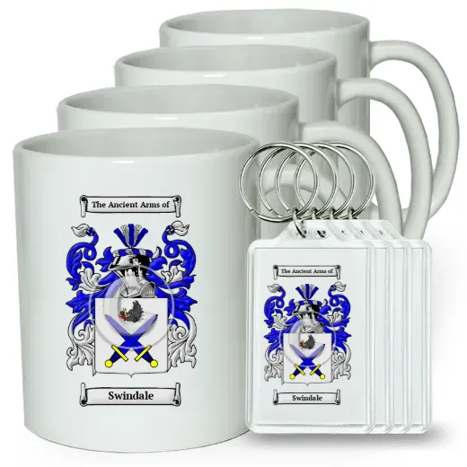 Swindale Set of 4 Coffee Mugs and Keychains