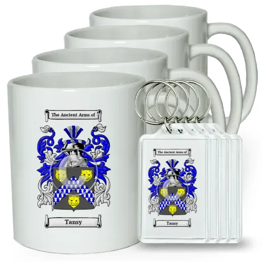 Tansy Set of 4 Coffee Mugs and Keychains
