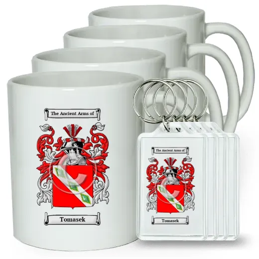 Tomasek Set of 4 Coffee Mugs and Keychains