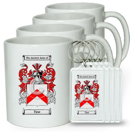 Tyse Set of 4 Coffee Mugs and Keychains